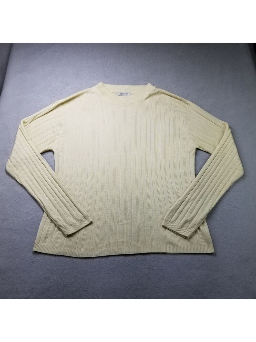Linea Uomo Sweater Womens Size 3X Yellow Ribbed High Neck Long Sleeve Acrylic